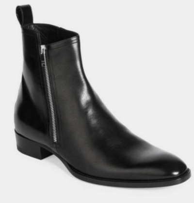 Luxury Office Wear Black Zipper Fastening Ankle Boot Formal Handmade Boot