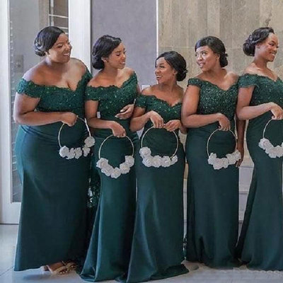 Off the shoulder plus size bridesmaid dresses with appliques - Thumbnail 4