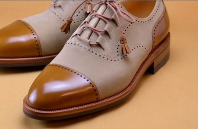 Decent Best Men's Formal Handmade Cap Toe Beige Brown Wedding Shoes In Genuine Leather