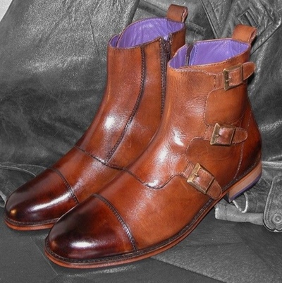 Best Men's Two Tone Tripple Buckle Best Cap Toe Ankle High Hiking Boot,Formal Wear Adult Boot