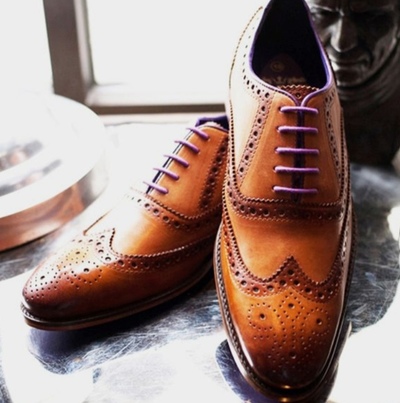 Classic Brown Oxford Wingtip Brogue Lace Up Christmas Leather Men's Shoes