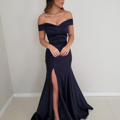 Black off the shoulder mermaid prom dress sweetheart high slit simple long evening dresses party gowns - Thumbnail 5