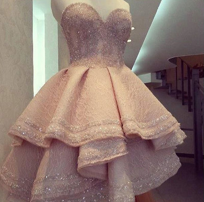 Sweetheart Blush Pink Homecoming Dresses with Appliques