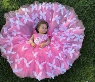Fuchsia Flower Girl Dresses Birthday Dresses with Butterflies