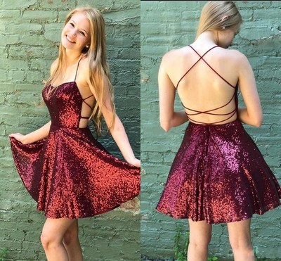 SP1069,Dark Red Sequin Short Homecoming Dresses Online,Cheap Short Prom Dresses
