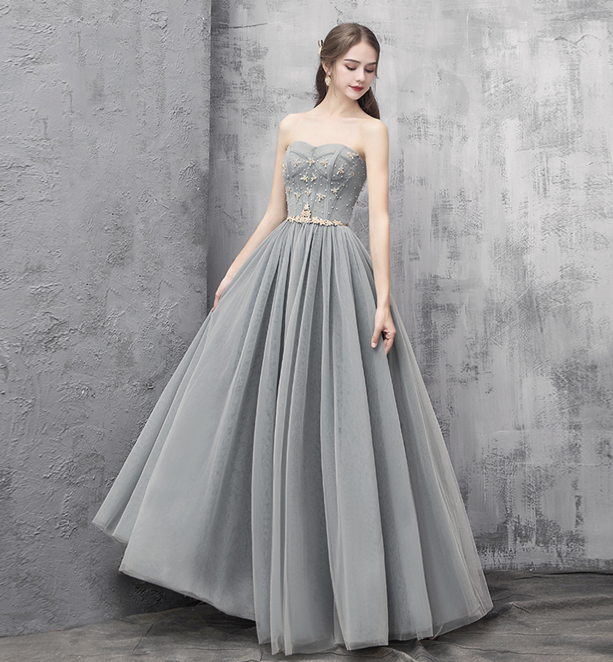 Cute tulle long prom dress evening dress