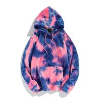 Neon Tie Dye Pink Blue Gradient Fleece Hoodie Sweatshirt - Thumbnail 2