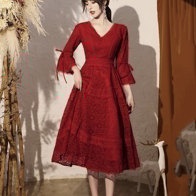 High quality lace short prom dress party dress - Thumbnail 4