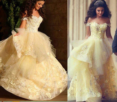 Off the Shoulder Yellow Prom Dresses Birthday Gowns Pageant Dresses