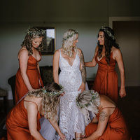 Charming Sheath Burnt Split Long Bridesmaid Dresses - Thumbnail 1