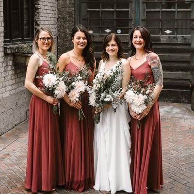 Spaghetti straps a-line backless floor-length jersey cheap bridesmaid dresses - Thumbnail 2