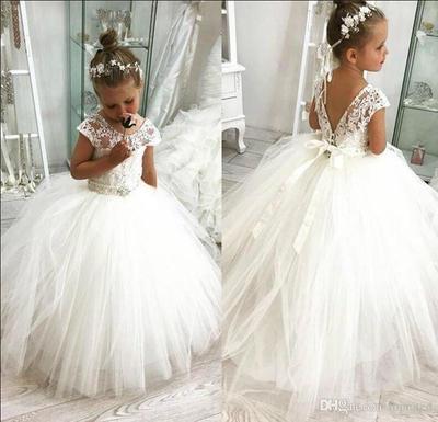 Princess A Line Ball Gown Tulle Lace Flower Girl Dresses