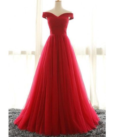 Red Ball Gown Prom Dress,Princess Off The Shoulder Quinceanera Dress,624