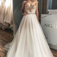 Gorgeous A-Line Sweetheart Tulle Wedding Dresses with Beading - Thumbnail 1