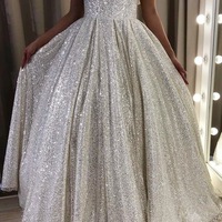 Sparkly Off the Shoulder Prom Dresses Glitter Gown - Thumbnail 1