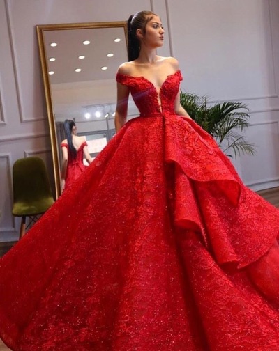 Off the Shoulder Red Prom Dresses Birthday Gown