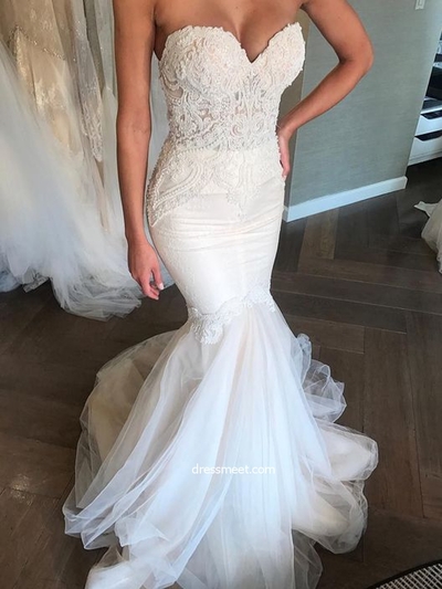Mermaid Sweetheart Beading Lace Wedding Dresses
