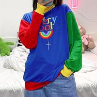 Rainbow Very Cool Patchwork Color Block Sweatshirt - Thumbnail 1