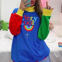 Rainbow Very Cool Patchwork Color Block Sweatshirt - Thumbnail 3