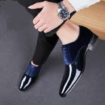 Handmade Blue & Black Leather Suede Shoes, Men's Loafers Moccasin Dress Shoes