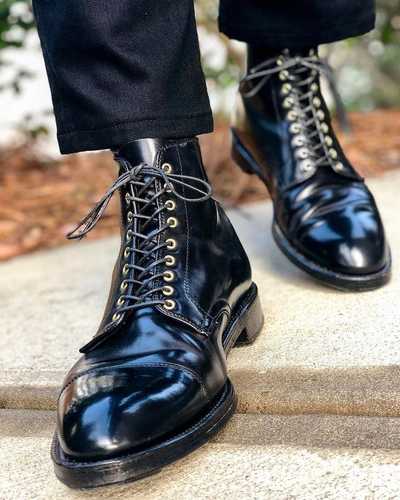 Handmade Black Cap Toe Boot, Men's Leather Lace Up Ankle Boot, Formal Wear Oxford Boot