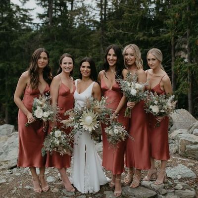 Sheath v neck spaghetti straps silk satin dark fall color bridesmaid dresses - Thumbnail 1