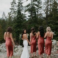 Sheath V Neck Spaghetti Straps Silk Satin Dark Fall Color Bridesmaid Dresses - Thumbnail 1