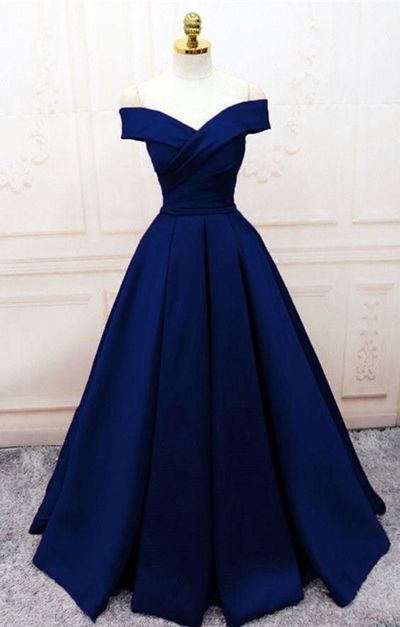 SP1312,Off the Shoulder Royal Blue Long Prom Dress with Side Slit