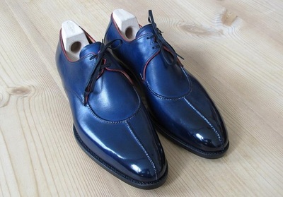 Handmade Blue Split Toe Leather Shoes,Oxford Men's Shoes