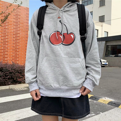 Cherry Printed Hooded Sweatshirt