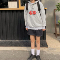 Cherry Printed Hooded Sweatshirt - Thumbnail 3