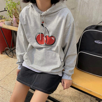 Cherry Printed Hooded Sweatshirt - Thumbnail 2