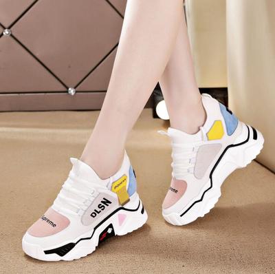New Leather Casual Sports Shoes Women's Inner Heightening Women's Shoes Breathable Shoes Y7524