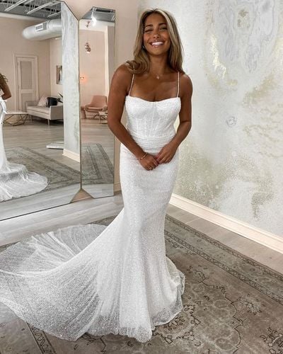 Mermaid Sequins Wedding Dresses,Sexy Bridal Gowns,Custom Made Wedding Gown