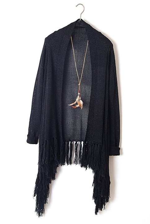 Long Sleeve Fringe/Tassel Cardigan