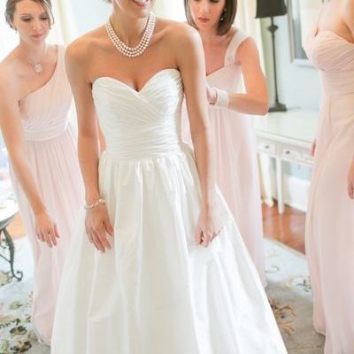 Retro ball gown sweetheart ruffled satin long wedding dresses - Thumbnail 3