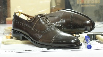 Handmade Brown Cap Toe Leather Lace Up Shoes,Dress Shoes