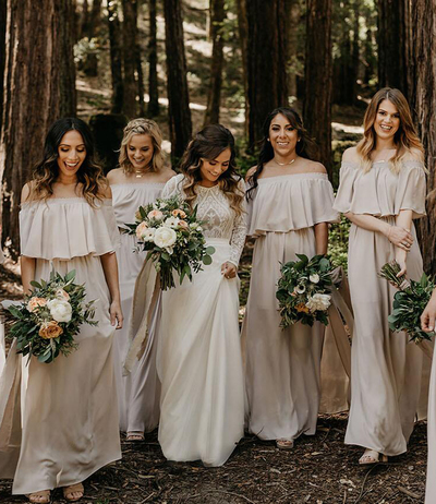 Elegant A Line Off the Shoulder Chiffon Ivory Bridesmaid Dresses Under 100