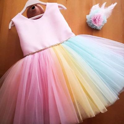 Cute colorful tulle flower girl dresses with beading - Thumbnail 1