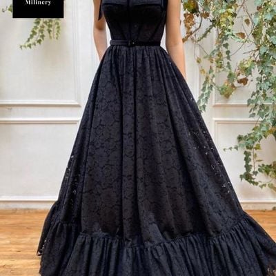 Elegant a-line sweetheart black lace prom evening dresses,formal gown 2021 - Thumbnail 5