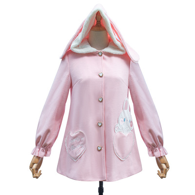 Harajuku Cute Rabbit Women's Woolen Cloak Jacket