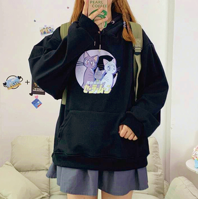 Luna Artemis Cat Printed Hoodie Sweatshirt