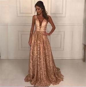 V Neck Long Prom Dresses for Women