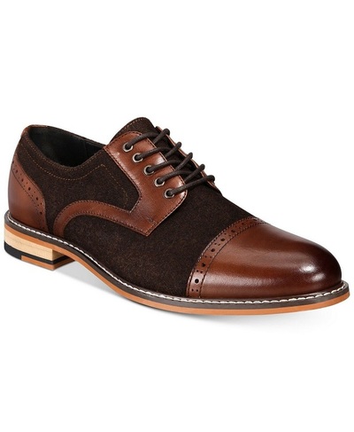 Men Brown Suede Burnished Rounded Cap Toe Genuine Leather Lace Up Shoes