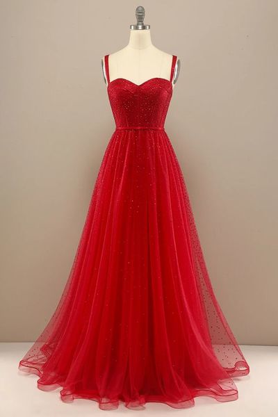 SP1359,Beautiful Red Sweetheart Prom Dress with Beading