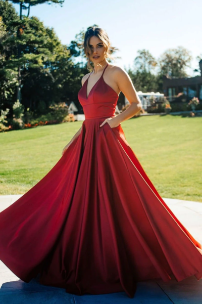 SP1361,Beautiful A Line Spaghetti Straps Red Long Prom/Evening Dress