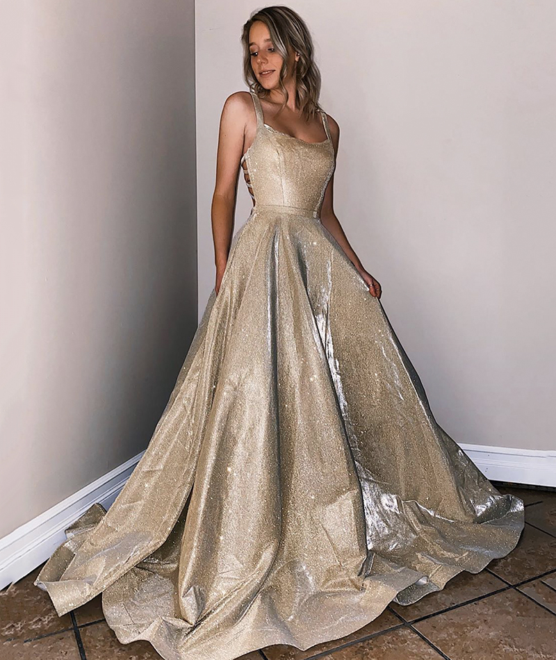 Shiny satin long prom dress evening dress formal dress