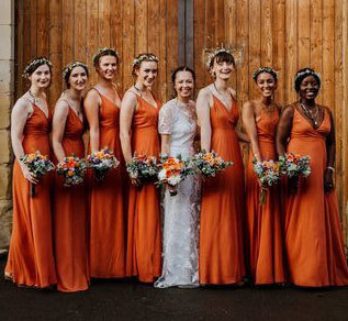 V Neck Burnt Orange Bridesmaid Dresses under 100