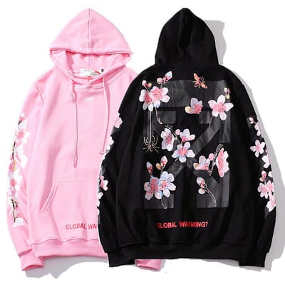 Cherry blossom flower bee print hoodie sweatshirt - Thumbnail 4