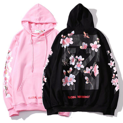 Cherry Blossom Flower Bee Print Hoodie Sweatshirt